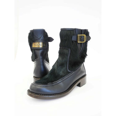 Bottes à boucle avec fourrure Chanel